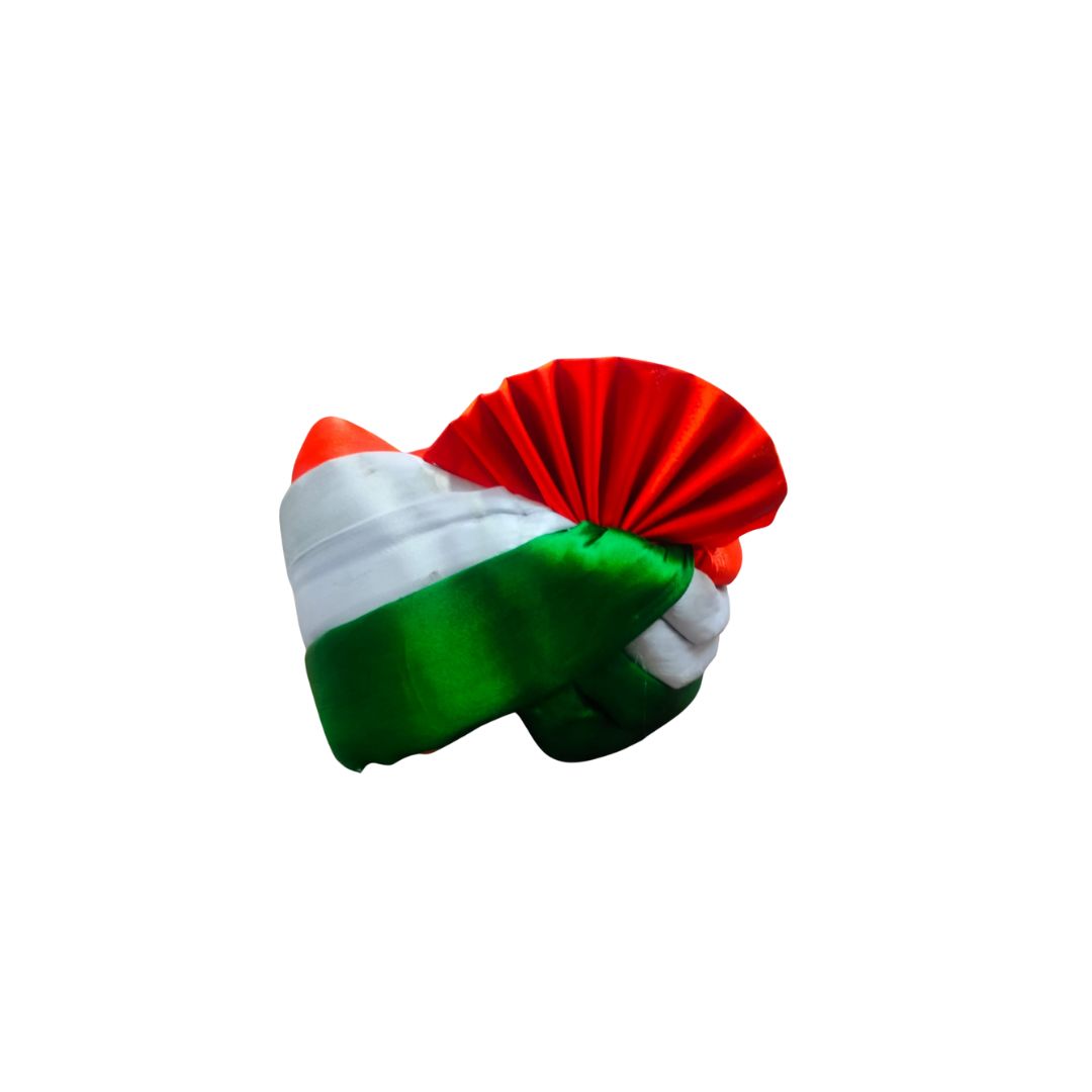 DEHATIBAZAR | Indian Tricolour Safa Turban | Traditional Style, Orange White Green