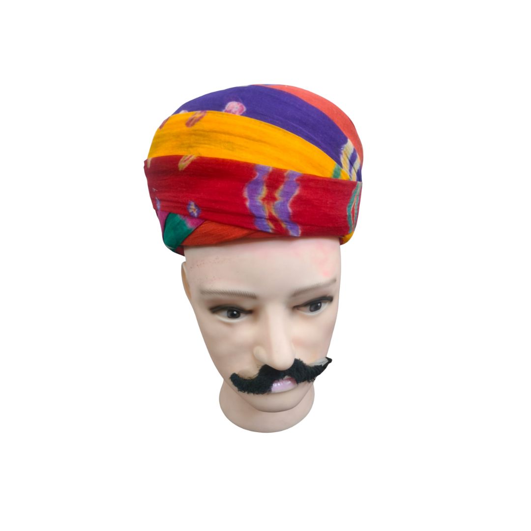 DEHATIBAZAR | Multicoloured Tie-Dye Rajputi Pagdi | Traditional Turban Headwear