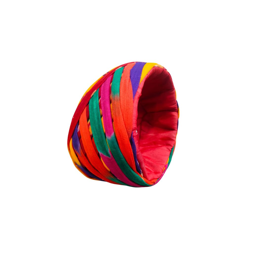 DEHATIBAZAR | Multicoloured Tie-Dye Rajputi Pagdi | Traditional Boat Shape Turban
