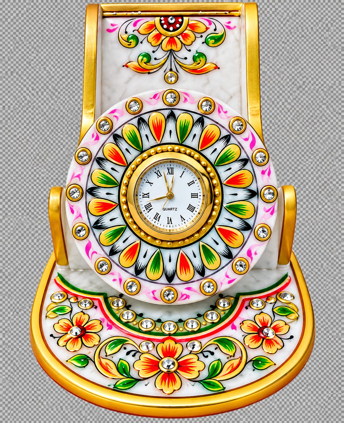 Marble Art Mobile Stand with Watch