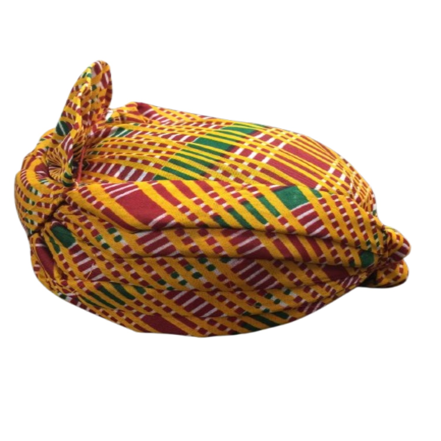 Traditional Rajasthani Pagdi, Yellow Red Green Striped Pattern, Festive Pagdi