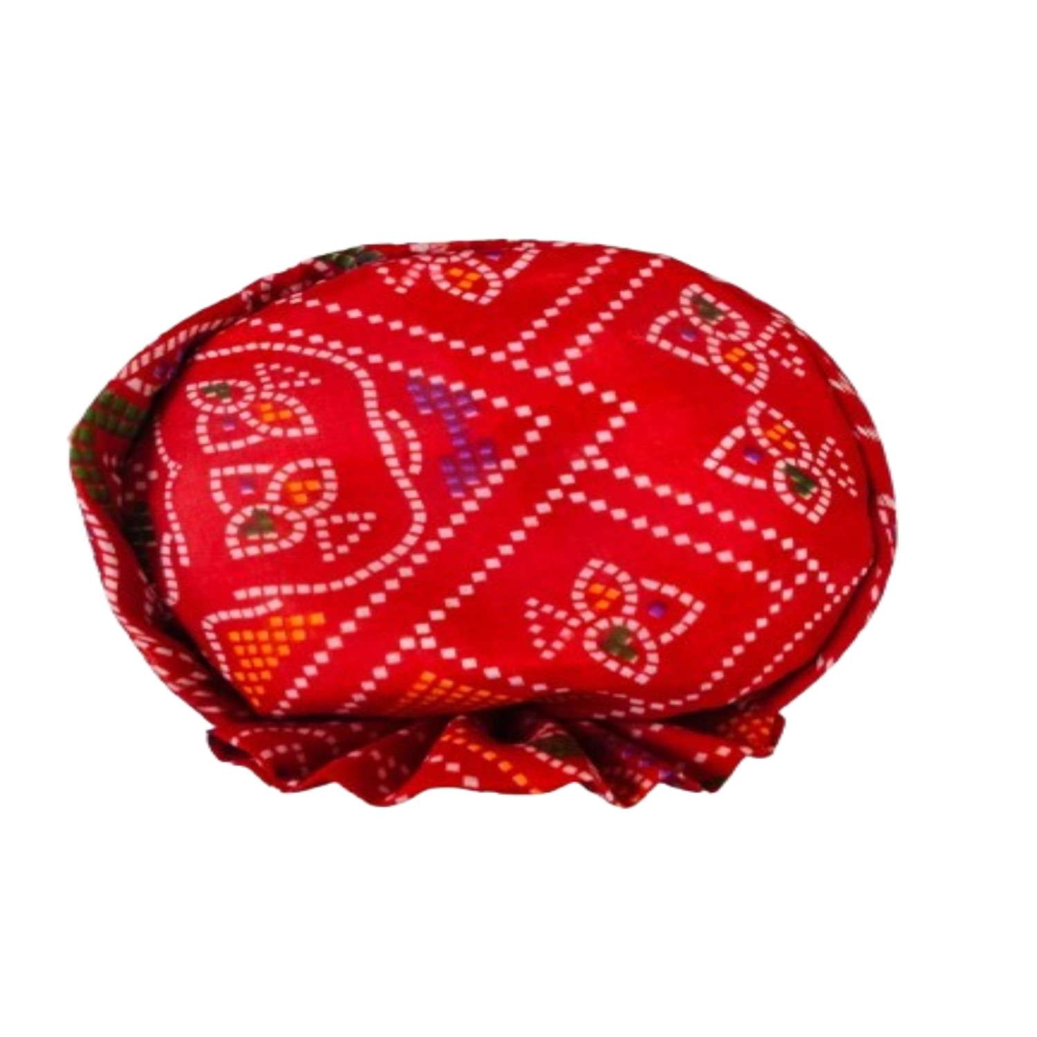 Traditional Bandhani Print Turban, Red and White, Cotton Fabric Head Wrap