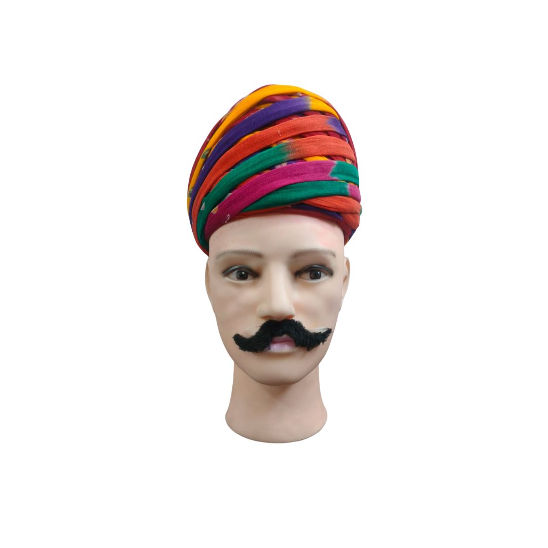 DEHATIBAZAR | Multicoloured Tie-Dye Rajputi Pagdi | Traditional Boat Shape Turban