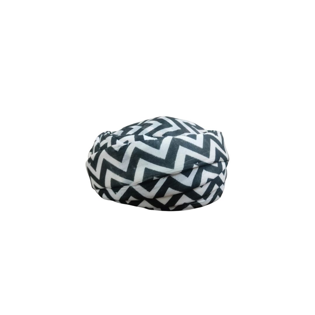 DEHATIBAZAR | Chevron Print Cotton Pagdi | Black and White Pattern | Traditional Headwear