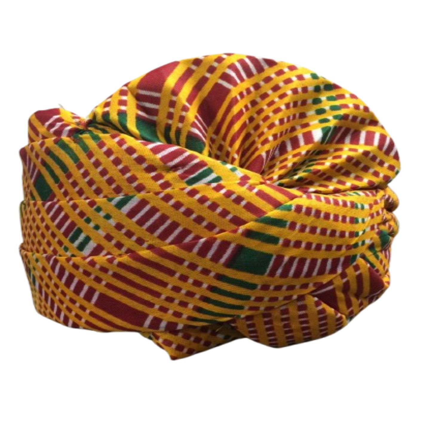 Traditional Rajasthani Pagdi,  Yellow Red Green Striped Pattern, Festive Pagdi