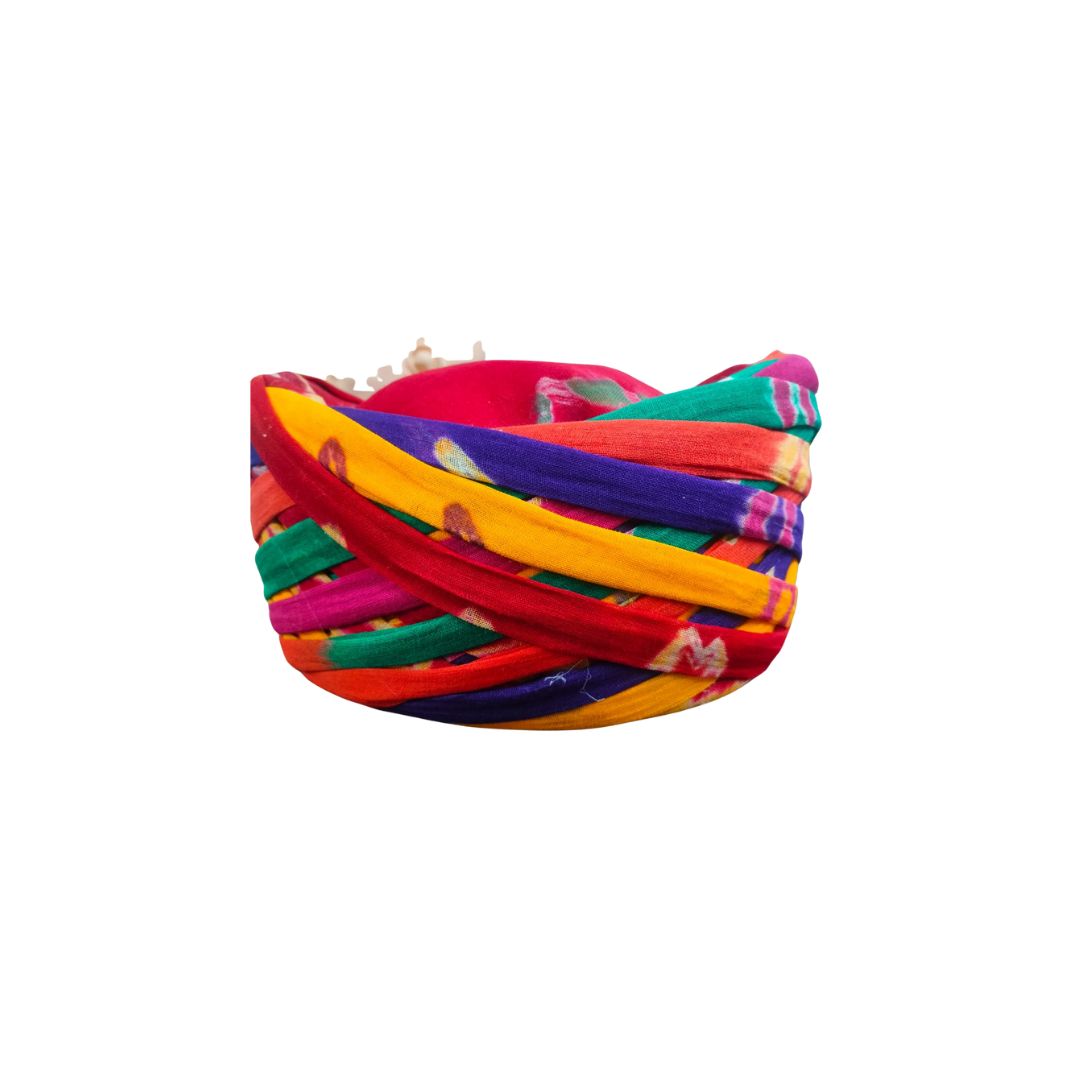 DEHATIBAZAR | Multicoloured Tie-Dye Rajputi Pagdi | Traditional Boat Shape Turban