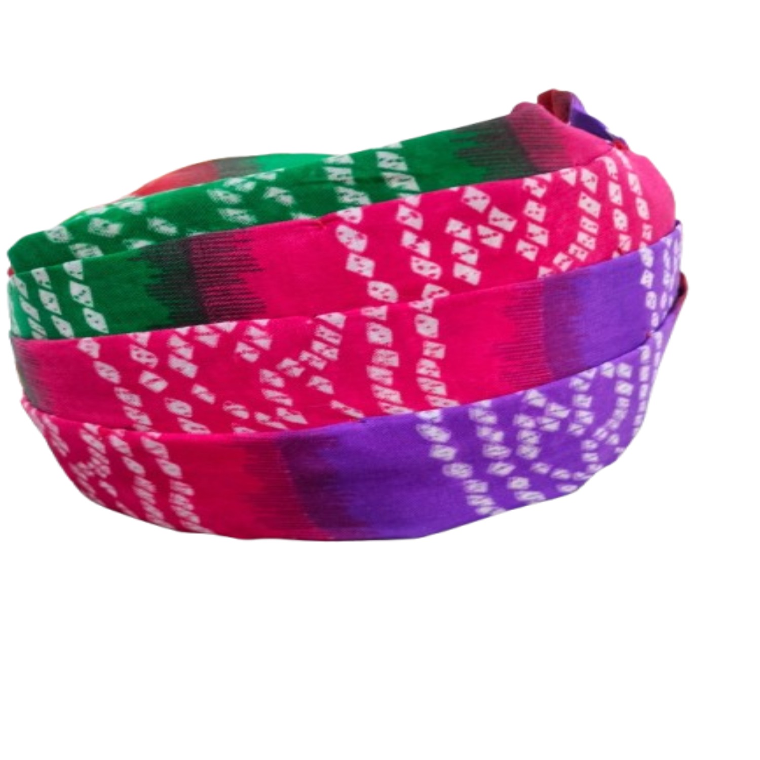 Traditional Bandhani Tie-Dye Turban, Multicolour Pattern with Red, Blue and Green, Cotton