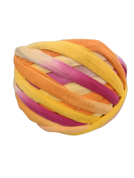 Multicolored Twisted Fabric Headband, Orange Yellow Purple Rajasthani Pagri