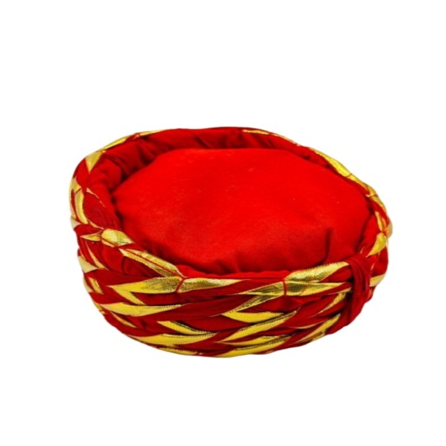 Traditional Red and Gold Munim Pagri, Decorative Turban