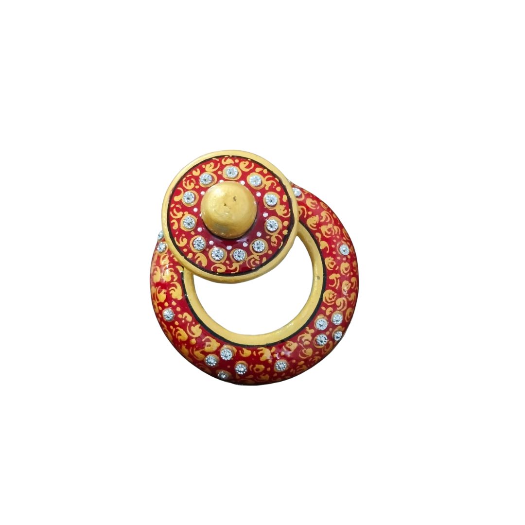 DEHATIBAZAR | Decorative Marble Sindoor Dani with Crystal Embellishments | Red and Gold  Traditional Design, 3 inch