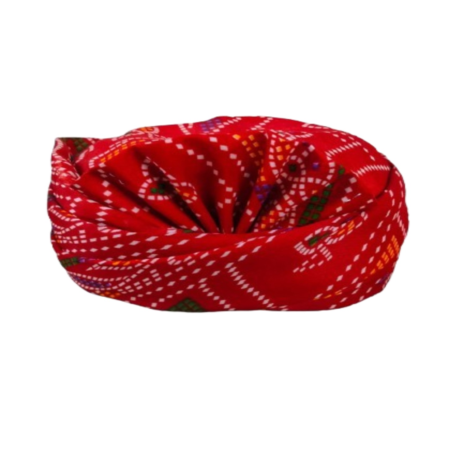 Traditional Bandhani Print Turban, Red and White, Cotton Fabric Head Wrap