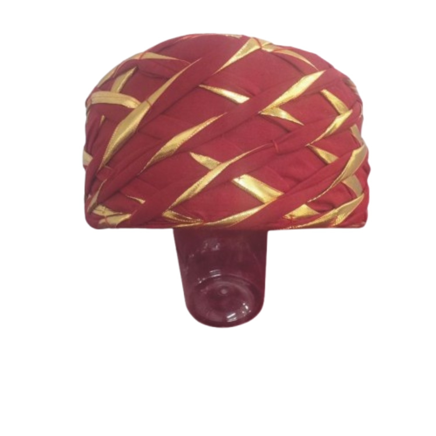 Traditional Red and Gold Munim Pagri, Decorative Turban
