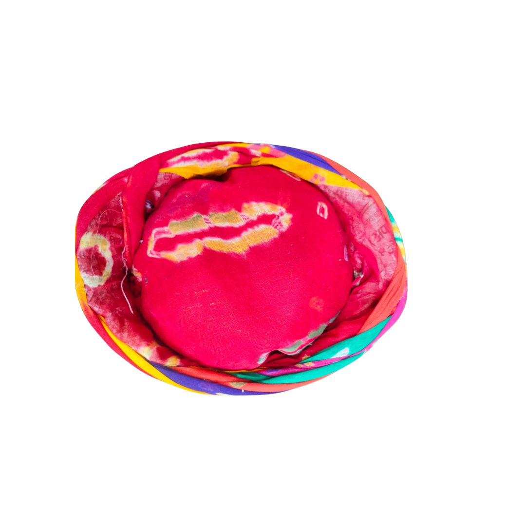 DEHATIBAZAR | Multicoloured Tie-Dye Rajputi Pagdi | Traditional Boat Shape Turban