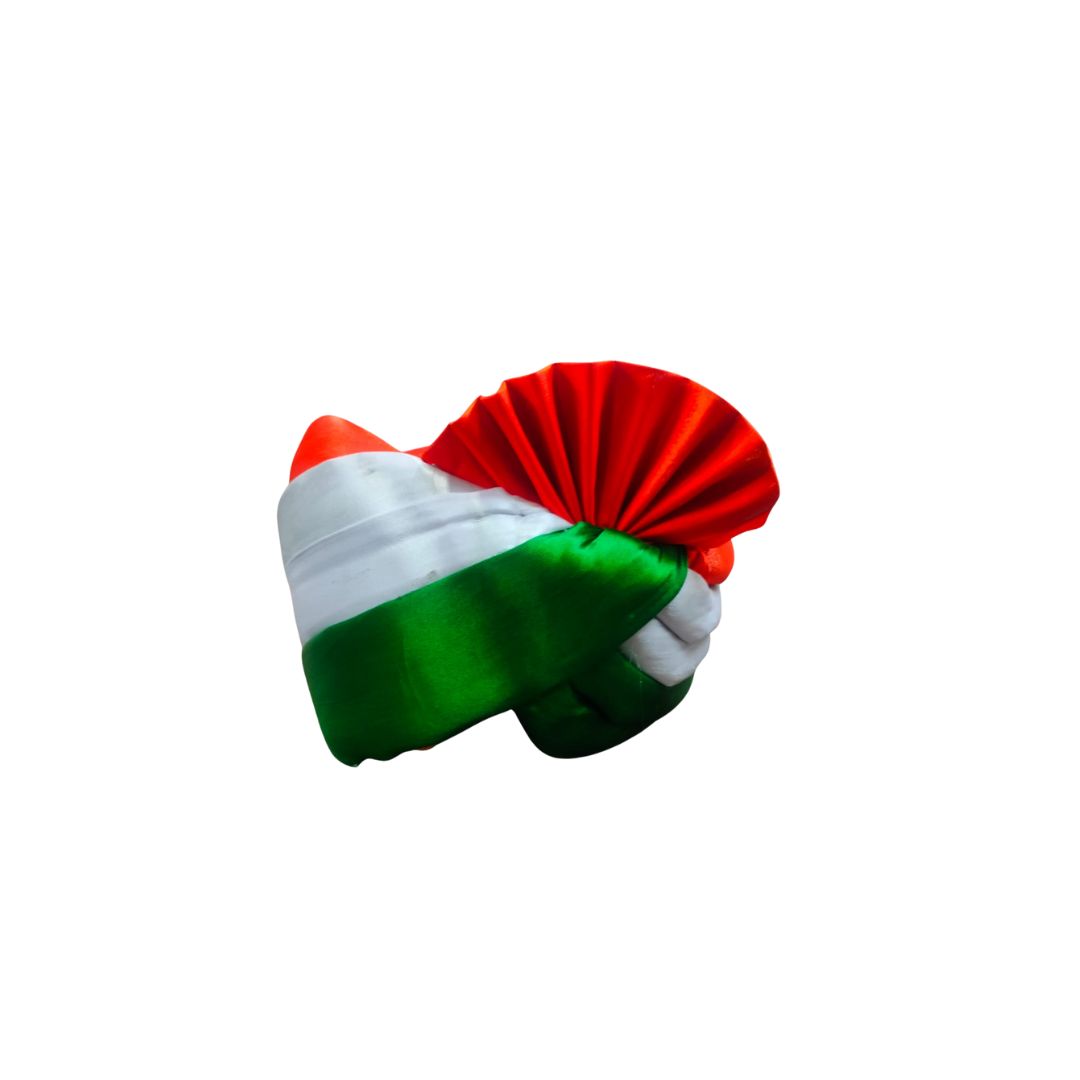 DEHATIBAZAR | Indian Tricolour Safa Turban | Traditional Style, Orange White Green