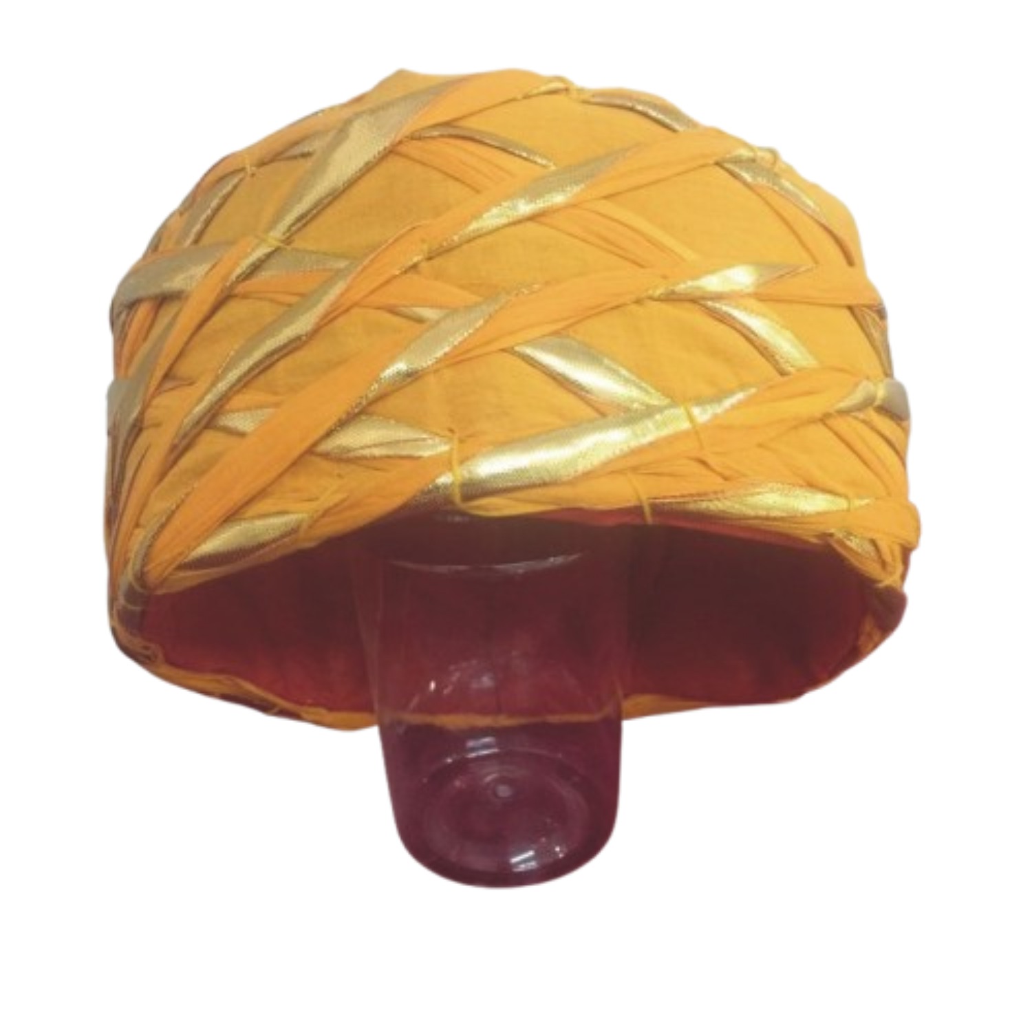 Traditional Yellow and Gold Munim Pagri, Decorative Turban
