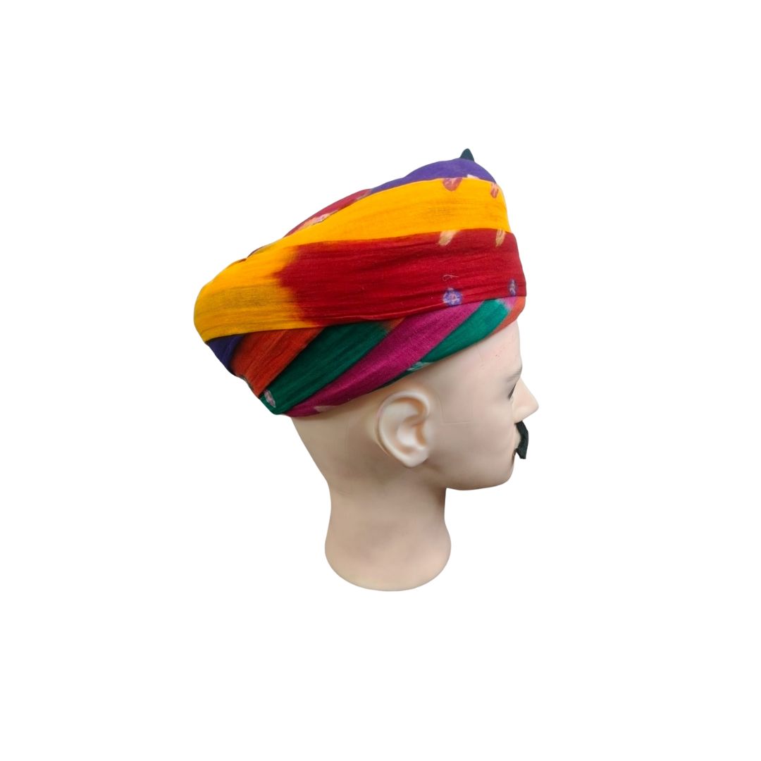 DEHATIBAZAR | Multicoloured Tie-Dye Rajputi Pagdi | Traditional Turban Headwear