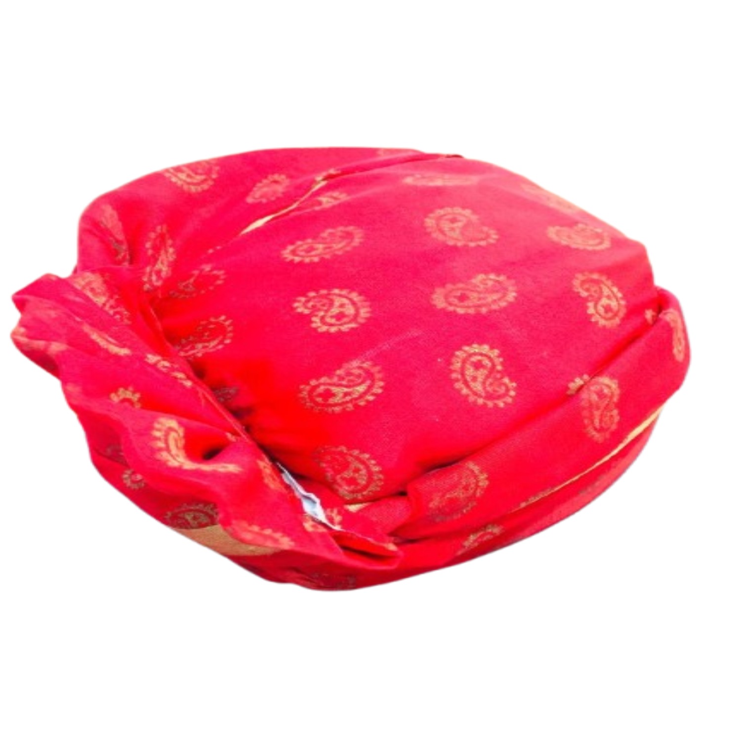 Traditional Rajasthani Swagat Pagdi, Red with Gold Border, Decorative Wedding Turban