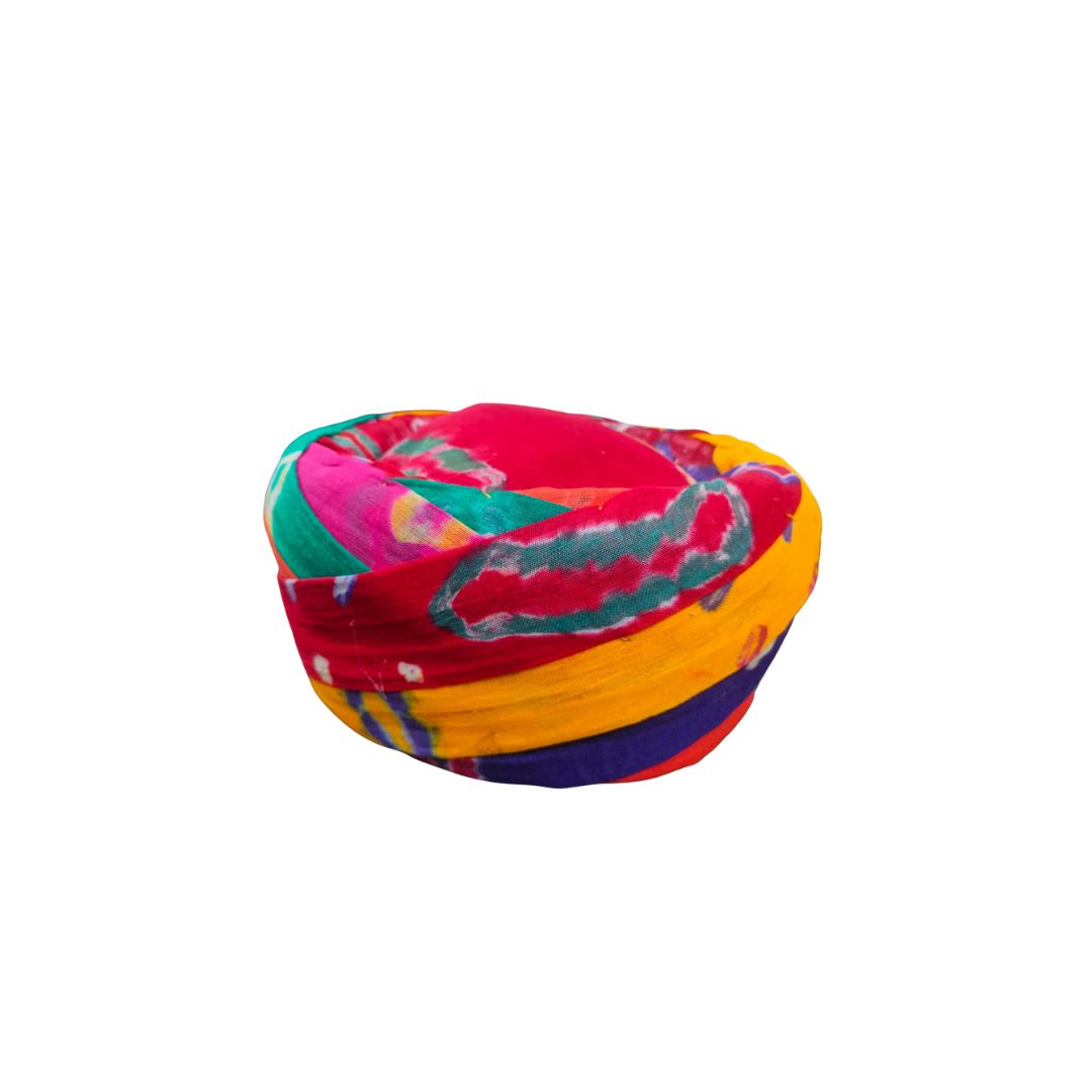 DEHATIBAZAR | Multicoloured Tie-Dye Rajputi Pagdi | Traditional Turban Headwear