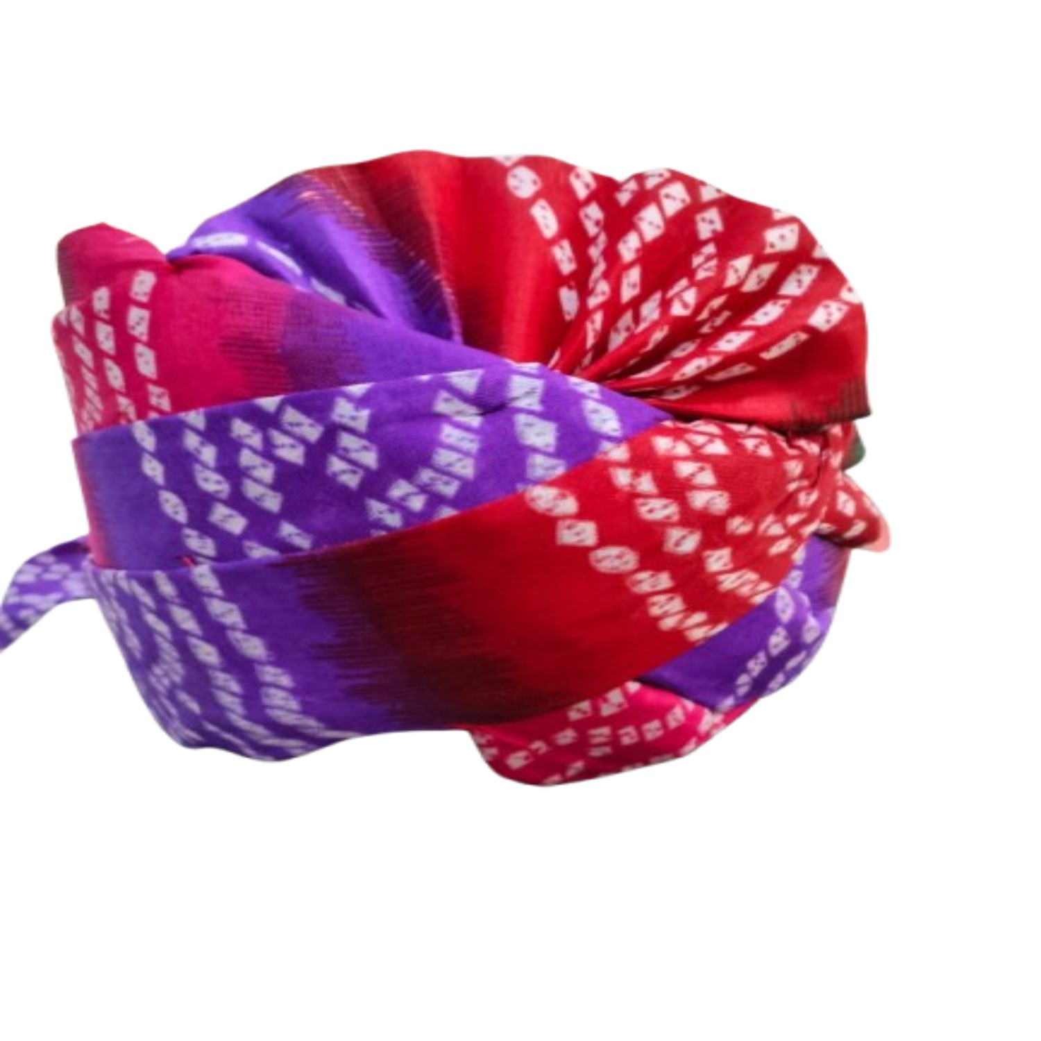 Traditional Bandhani Tie-Dye Turban, Multicolour Pattern with Red, Blue and Green, Cotton
