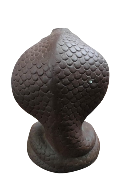 Decorative Krishna Idol with Cobra Hood, Black Resin Figurine, Religious Statue with Blue Accents