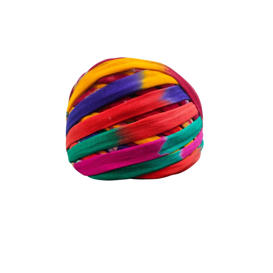 DEHATIBAZAR | Multicoloured Tie-Dye Rajputi Pagdi | Traditional Boat Shape Turban