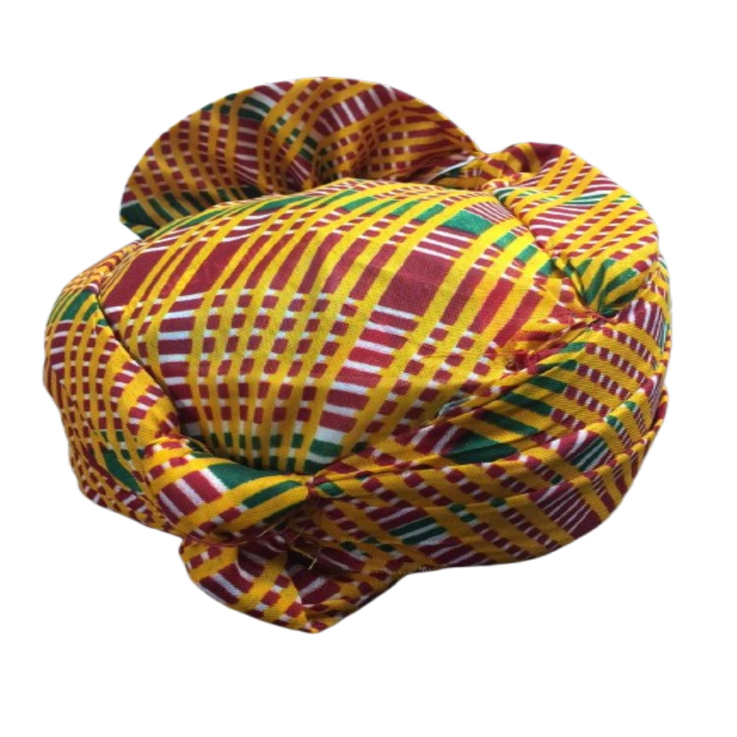 Traditional Rajasthani Pagdi, Yellow Red Green Striped Pattern, Festive Pagdi