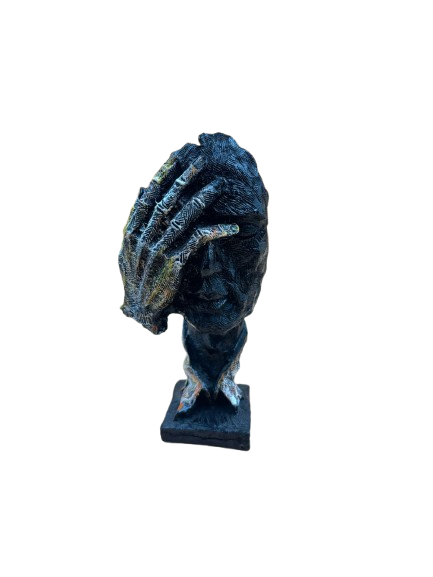 Black Resin Art Face Sculptures, Set of 3 Decorative Busts, Modern Abstract Home Décor
