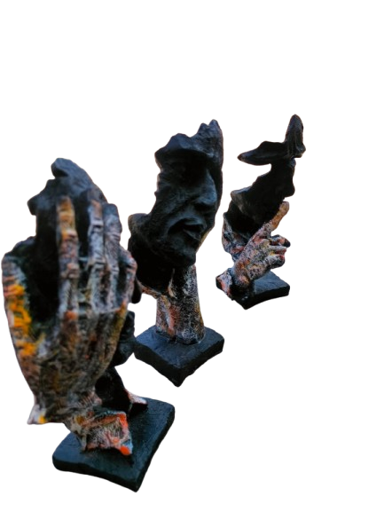 Black Resin Art Face Sculptures, Set of 3 Decorative Busts, Modern Abstract Home Décor