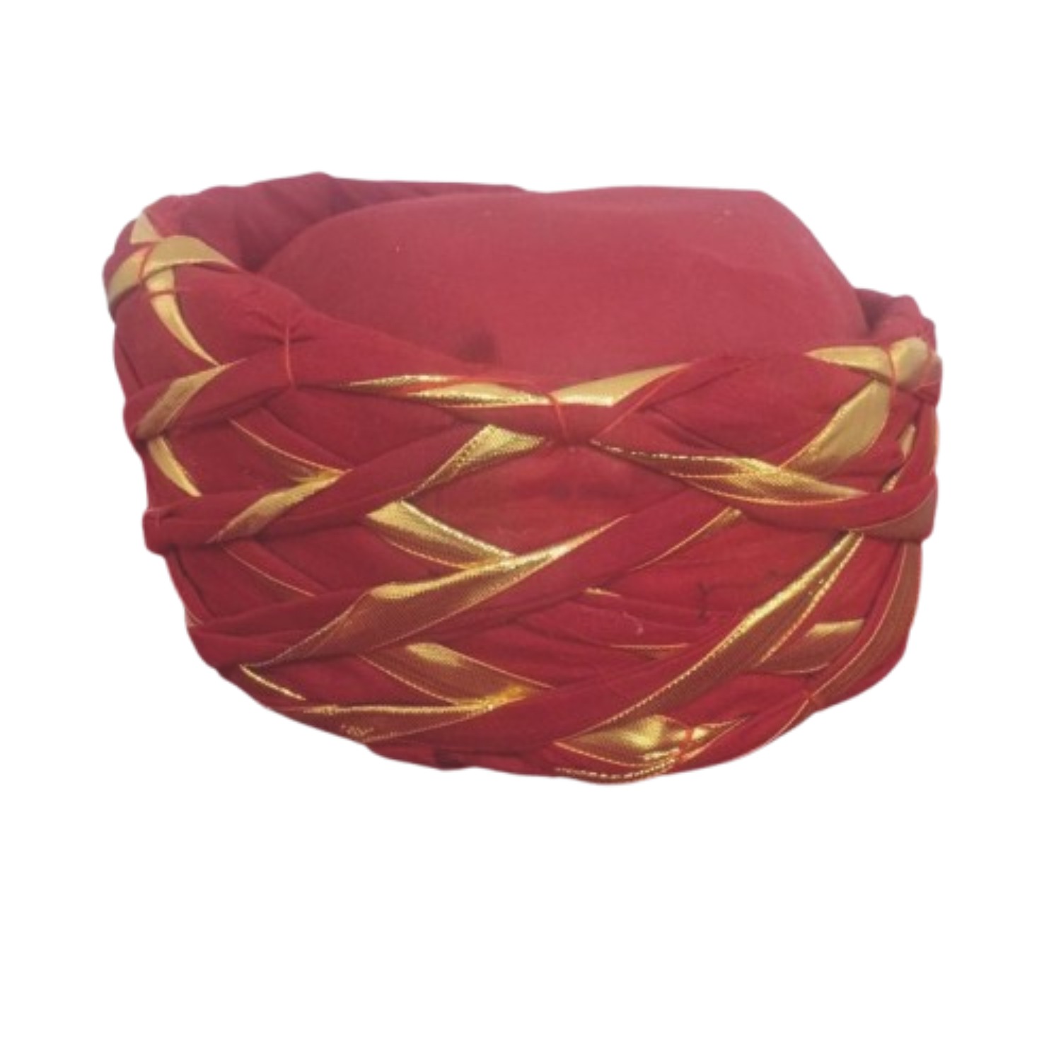 Traditional Red and Gold Munim Pagri, Decorative Turban